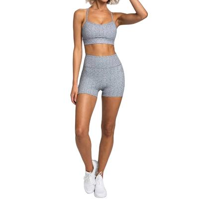 China Antibacterial Custom Make Yoga Wear Set Lift Up Women Yoga Top And Sport Short Fitness Women Gym Wear Set for sale