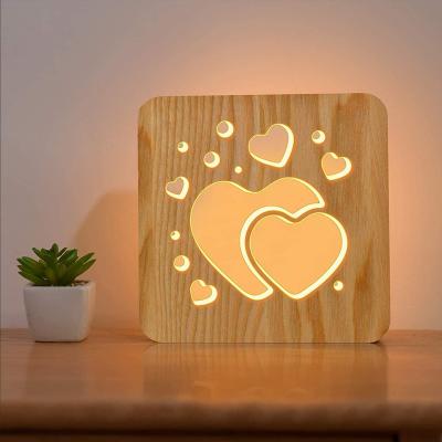 China Modern 3D Hollow Led Night Light Customized Led Lamp 3d Party Decoration Supplies for sale