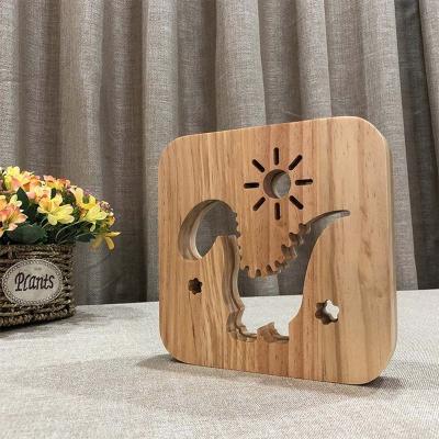 China 2021 Hot-selling Modern Dinosaur Lamp Home Decoration Supplies Customized 3d Night Light Wood Printing for sale