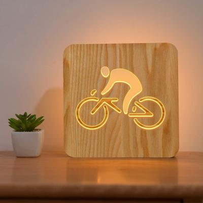 China Modern Wooden Lamp Decor Night Light Personalized LED Bedroom Decor 3d Light for sale