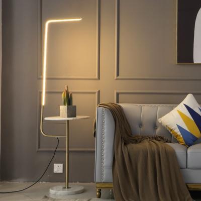 China Modern Nordic Minimalist Bedroom Living Room Hotel Led Lamp With Table Corner Standing Home Floor Lamp for sale