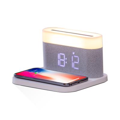 China Mobile Phone Charger High Quality Wireless Alarm Clock Night Wireless Charging Lamp for sale