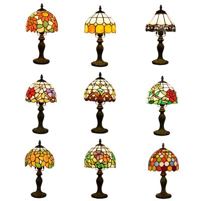 China Inch Stained Glass EUROPEAN Tiffany Table Lamps by Tifani Lampen Tifany Lamparas De Mesa Design Retro Lampada DA Tavolo 8 Table Lamp for sale