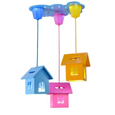 China Creative Cute Children's Bedroom Small House LED Children's Chandelier Ceiling Lamp for Children's Bedroom for sale