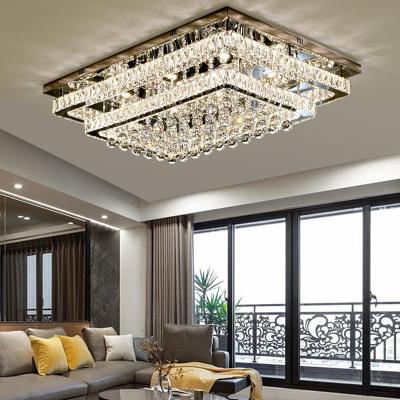 China Modern Modern Rectangle Crystal Chandelier LED Ceiling Light for sale