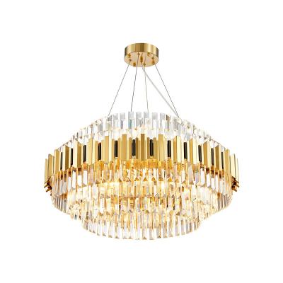 China Amazon Best Selling Modern Chandelier Round LED Oval Gold Luxury Crystal Ceiling Light Pendant Lamp for sale