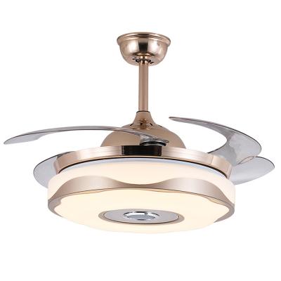 China Modern Amazon Music Fan 42inch Chandelier Remote Control Invisible Lamp Led Ceiling Fan Light for sale