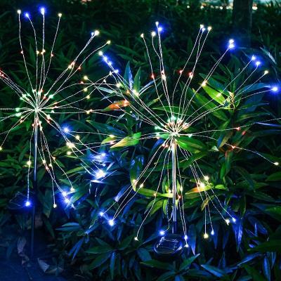 China Outdoor Yard Garden Copper Wires Landscape Dandelion Fireworks String DIY Solar Flower Lights for sale