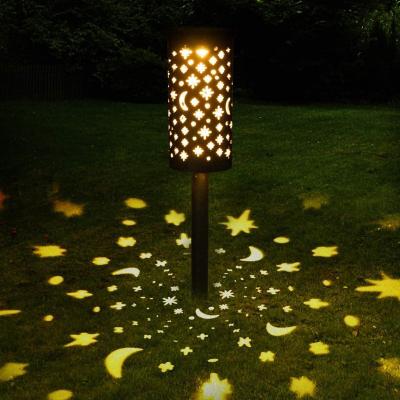 China Outdoor Solar Powered Hanging Moon Solar Garden Iron Hollow Stars Moon Night Stake Lights Lamp for sale