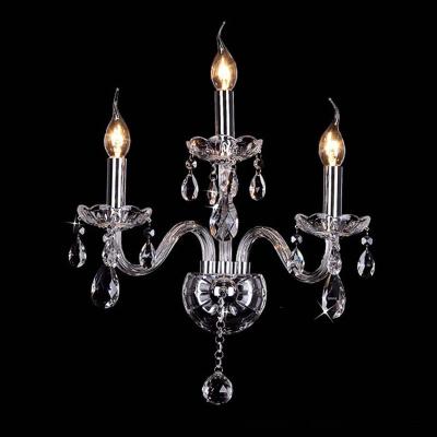 China Amazon Traditional European Indoor Hotel Bedroom Crystal Candle Side Wall Light Lamp for Corridor Balcony for sale