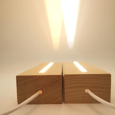 China Handmade Decoration Art Wood LED Display Base Light Acrylic Wooden Resin Night Lighted Stand Base Crafts for sale