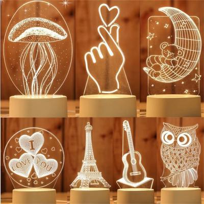 China 2021 hot sale decoration 3d illusion night light friendship lamp I love you and wedding gift for sale