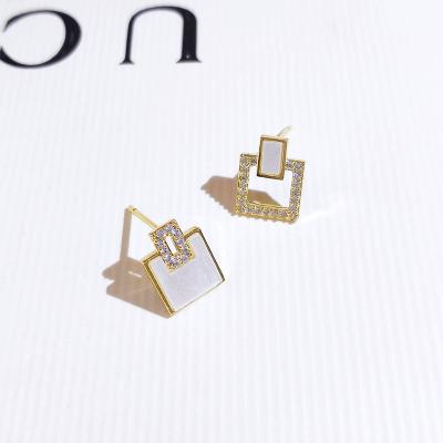 China TRENDY Fashion S925 Silver Square Ladies Stud Earrings for sale