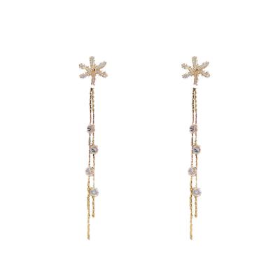 China New Arrival CLASSIC Flower Earrings Long Bead Tassel Earrings for sale