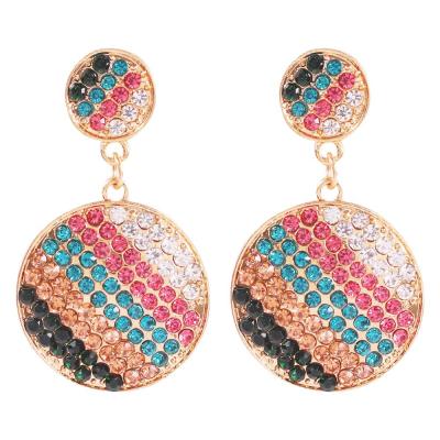 China Trendy Trendy Personality Round Rhinestone Geometric Heart Shaped Earrings For Woman for sale