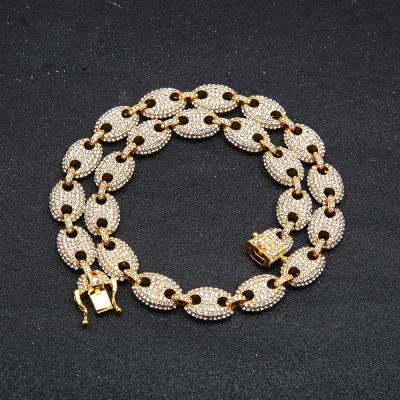 China Trendy Hip Hop Men's Necklace Hiphop Fashion All-match Coffee Bean Rhinestone Necklace for sale