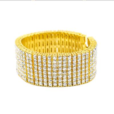 China Hiphop Hip Hop Hot Sale 8 Row Diamond Bracelet Men&'S Exaggerated Big Bracelet for sale