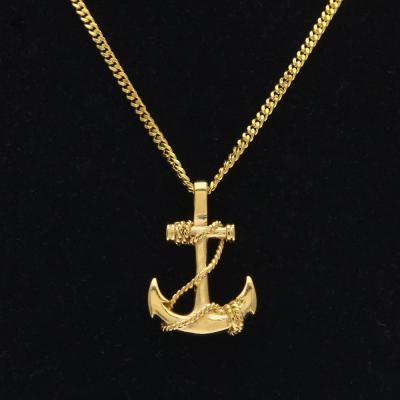 China Hiphop Hiphop Mens Hip Hop Jewelry Rope Cross Anchor Cuban Chain Necklace Pendant for sale