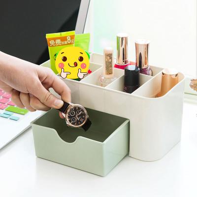 China Multifunctional Simple Plastic Desktop Type Viable Jewelry and Cosmetic Drawer Storage Box for sale