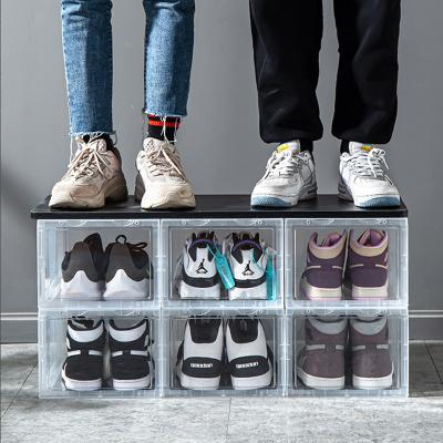 China Wholesale Acrylic Viable Easy To Assemble Large Transparent Plastic Shoe Storage Organizer Drawer Type Sneaker Storage Box for sale