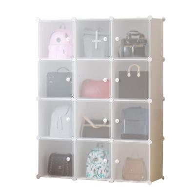 China New Classic/Postmodern DIY Plastic Cube Storage Cabinet Cabinet Modular Bookcase Shelving Organizer with Doors for sale