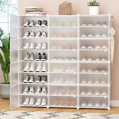 China Minimalist Plastic Modular Cabinet Cube Shoe Storage Shelves Rack Portable 6 Cubes Shoe Cabinet Plastic Organizer for sale