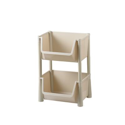 China Tiered Stocked Kitchen Shelf With Wheels Floor Storage Shelves Plastic Storage Rack Multifunctional Standing Type 1kg for sale