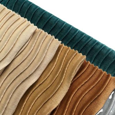 China Breathable Solid Factory Supply Multi-colors Plain Matte Wrinkle Fold Crumple Wavy 100% Polyester Velvet For Sofa for sale