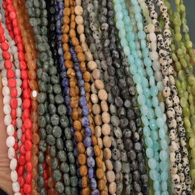 China DIY Jewelry Hand Making LUYAO Natural Egg Shape Jade Stone Drop Tiger Eye Stone Loose Beads Stone Beads For Jewelry Making for sale