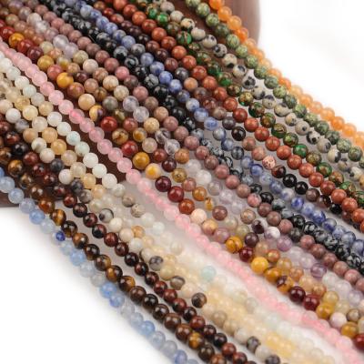 China DIY Jewelry Hand Making LUYAO 4mm Beads Round Natural Stone Wholesale Stone Bead Natural Stone Beads For Necklaces for sale