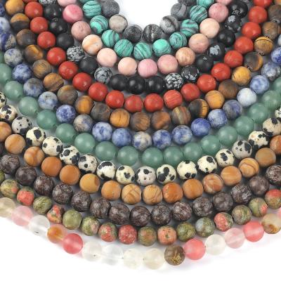 China DIY Jewelry Hand Making 4 6 8 10mm Natural Stone Bead Matte Lava Tiger Eye Black Onxy Round Stone Loose Bead For Bracelet Necklace Jewelry Making for sale