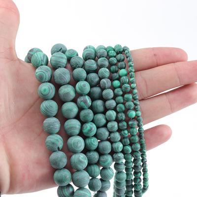 China DIY Jewelry Hand Making Wholesale Matte Malachite Natural Stone Beads Frosted Round Loose Beads For Jewelry Making Diy Bracelet Necklace 4/6/8/10/12mm for sale