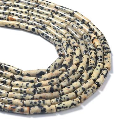 China DIY Jewelry Hand Making 4x13mm Natural Dalmation Semi Precious Stone Loose Spacer Beads Strands Tube Beads Jewelry Making Accessories DIY for sale