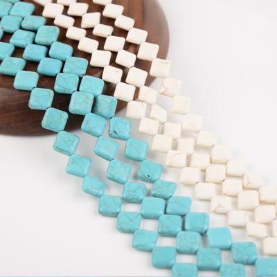 China DIY Jewelry Hand Making Factory Wholesale 10-18mm Diagonal Square Piece Of White Turquoise Stone Beads For Jewelry Making for sale