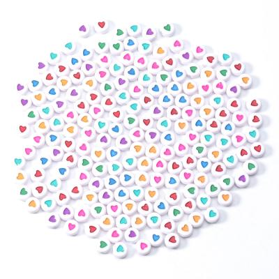 China 100pc/set Round Loving Heart Shape Eco-friendly Acrylic Beads Pendant Necklace Jewelry Accessories Multicolor for sale