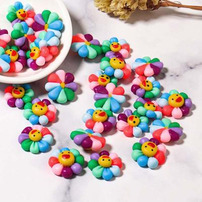 China DIY Jewelry Hand Making 5pcs/Lot 7mm Seven Color Flower Beads Clay Spacer Beads Polymer Clay Beads For Jewelry Making DIY Handmade Accessories for sale