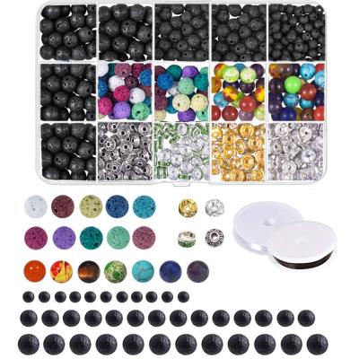 China DIY Jewelry Hand Making 8mm Amazon Lava Chakra Stone Beads Combination Boxed Natural Stone Beaded Jewelry Accessories for sale