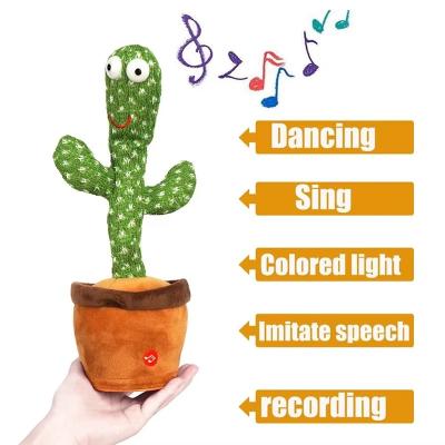 China Electronic Talking Plush Dancing Cactus Shake Repeat 120 English Songs USB Plush Dancing Cactus Filling Toy for sale