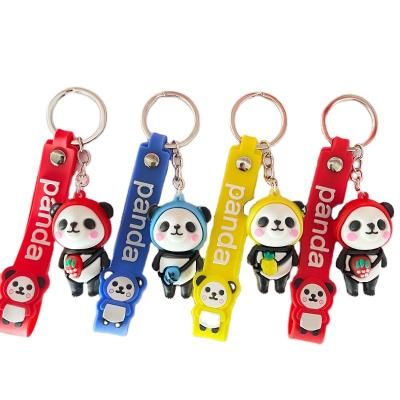 China Factory Supply Panda Keychain Cartoon Fruit Plastic Cute Epoxy Key Chain Bag Pendant Gift for sale