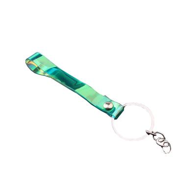 China Wholesale Plastic Colorful Exquisite PVC Leather Key Chain Laser Pendant Key Chain for sale