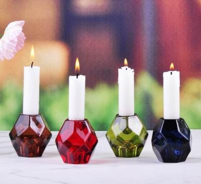 China Chic Geometric Shaped Glass Candlestick Candle Holder for sale