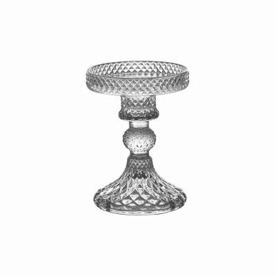 China Luxury Unique Decorative Tableware Pillar Candle Holder Glass Candlestick for sale