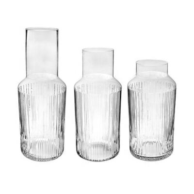 China Freshness Retention Stripped Glass Pitcher &drinking Glass Set for sale