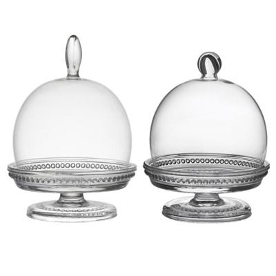 China Sustainable clear glass cake stand with dome for sale