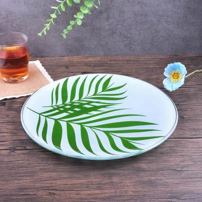 China Sustainable High Temperature Silk Screen Tableware With Green Leaves for sale