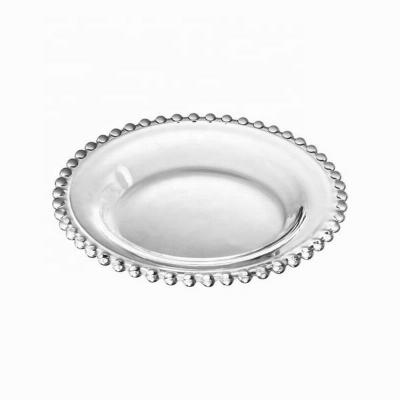 China Sustainable Classic Pearl-Rimmed Glass Cake Dish for sale