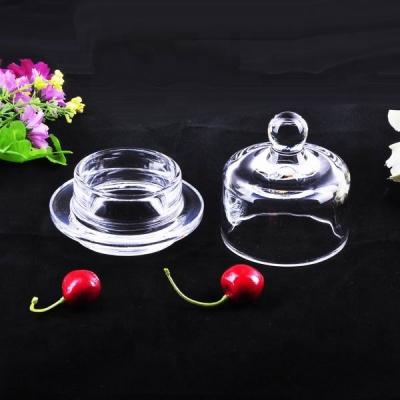 China Freshness Preservation Tableware Glass Butter Dish For European Market Cake Dish Glass for sale