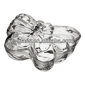 China China Big Butterfly Shaped Decorationed Glass Jar for sale