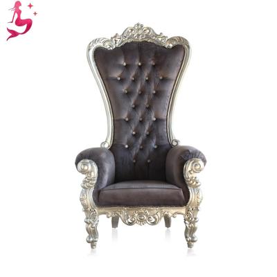 China European Wedding Furniture Hotel Silver Antique Wedding Throne Chairs Black Royal Luxury Bride and Groom for sale