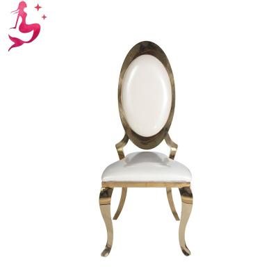 China Wholesale Modern Furniture Decor Luxury Gold Stainless Steel Back Banquet Wedding Elliptical Elliptical Chair For Event Party for sale